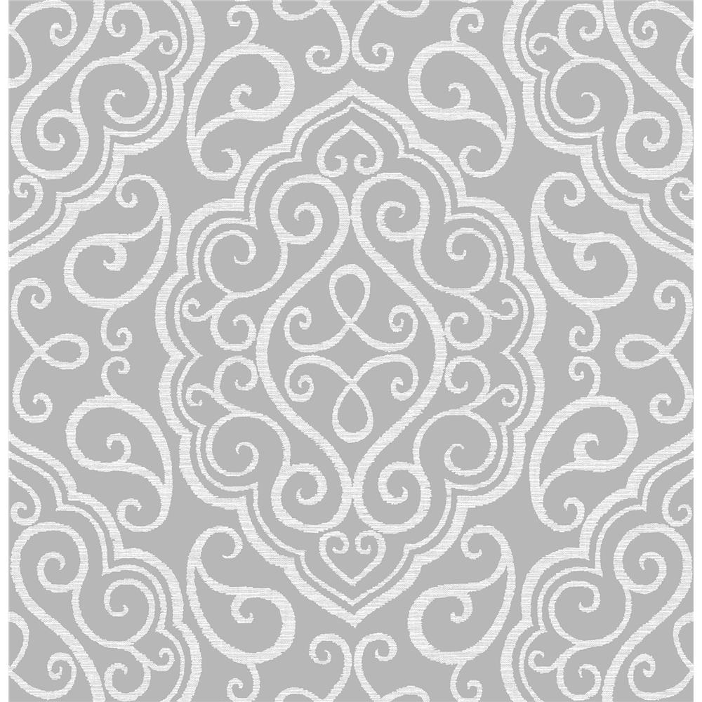 A-Street Prints by Brewster 2716-23815 Eclipse Heavenly Grey Damask Wallpaper