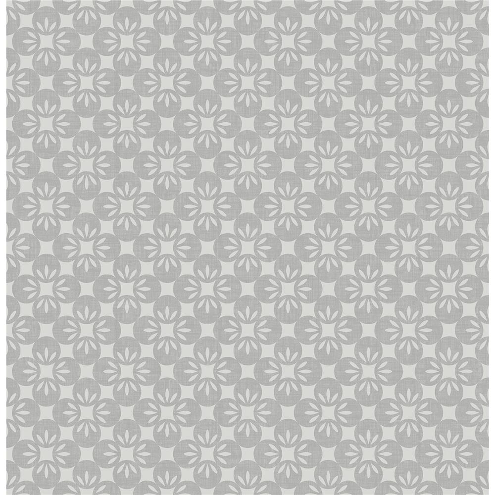 A-Street Prints by Brewster 2716-23830 Eclipse Orbit Grey Floral Wallpaper