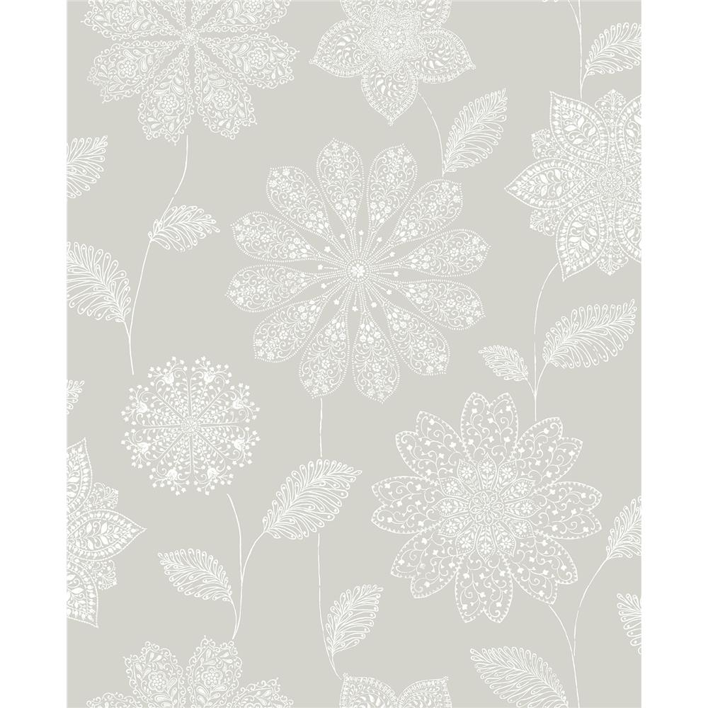 A-Street Prints by Brewster 2716-23851 Eclipse Panache Taupe Floral Wallpaper