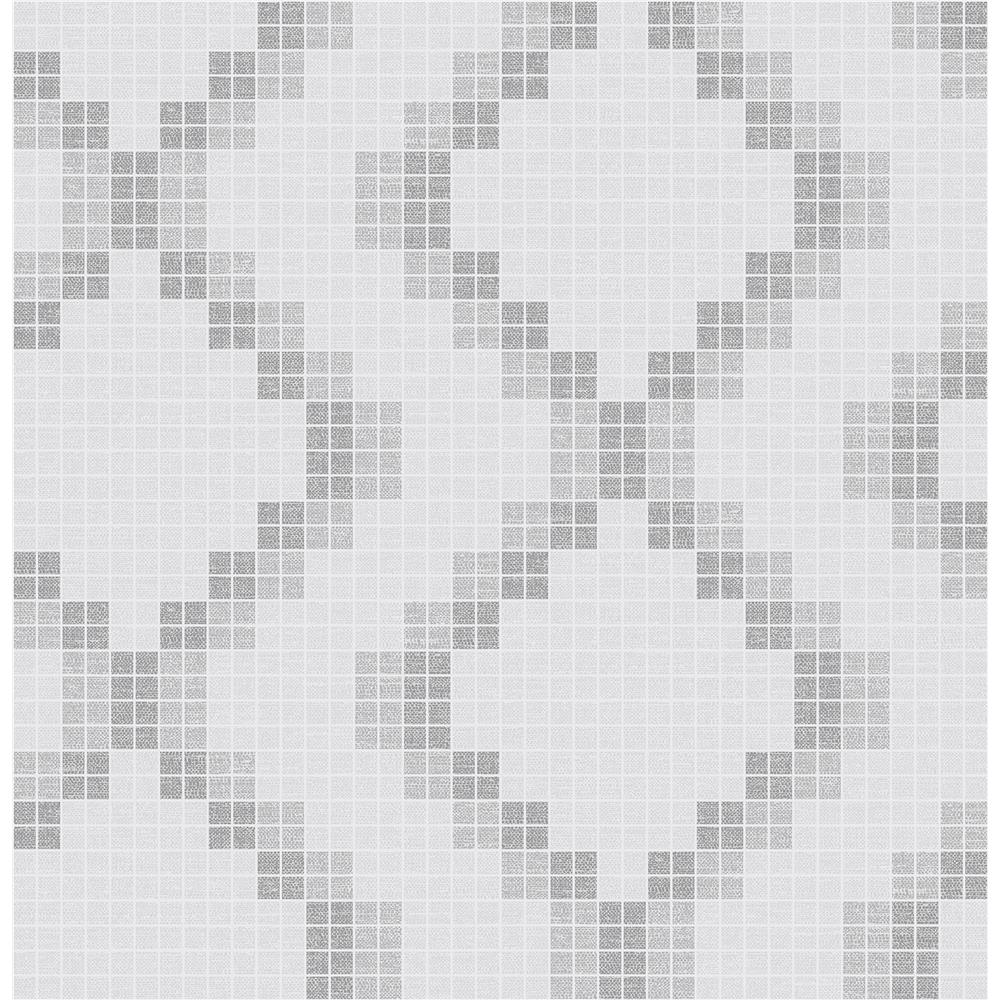 A-Street Prints by Brewster 2716-23863 Eclipse Mosaic Grey Grid Wallpaper