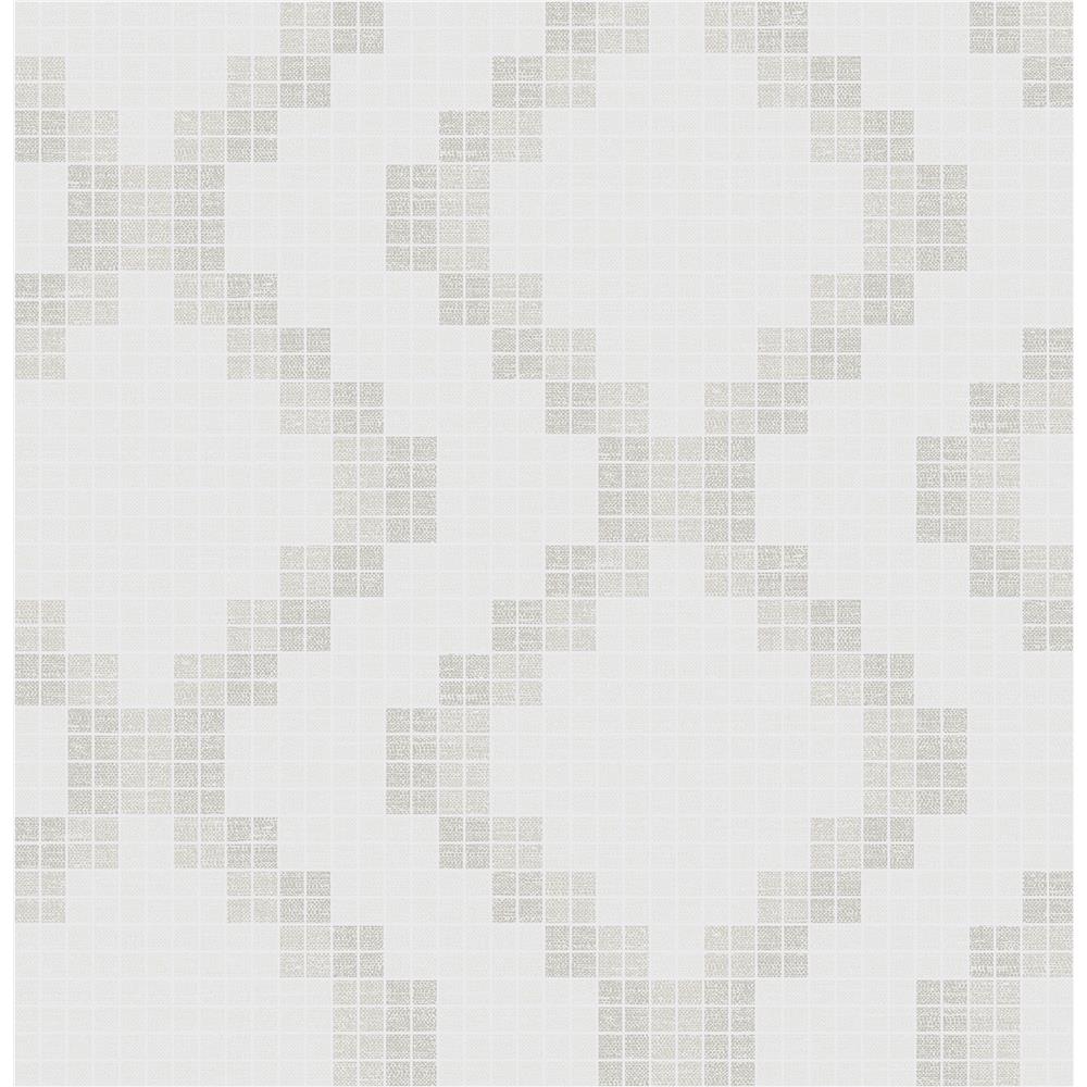 A-Street Prints by Brewster 2716-23865 Eclipse Mosaic Taupe Grid Wallpaper