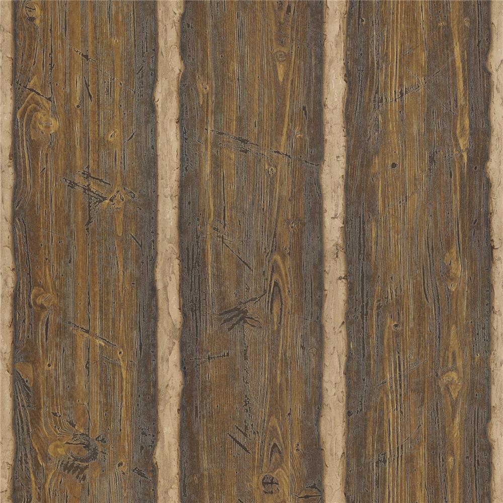 Brewster 2718-41382 Texture Trends II Log Cabin Brown Wood Paneling Wallpaper
