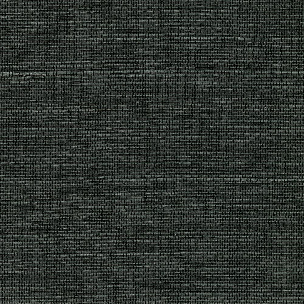 Kenneth James by Brewster 2732-80075 Canton Road Kowloon Charcoal Sisal Grasscloth Wallpaper