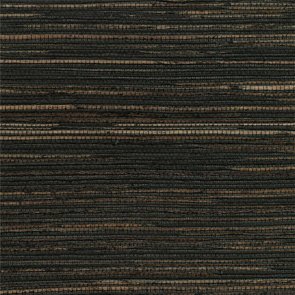Kenneth James by Brewster 2732-80081 Canton Road Shandong Charcoal Ramie Grasscloth Wallpaper