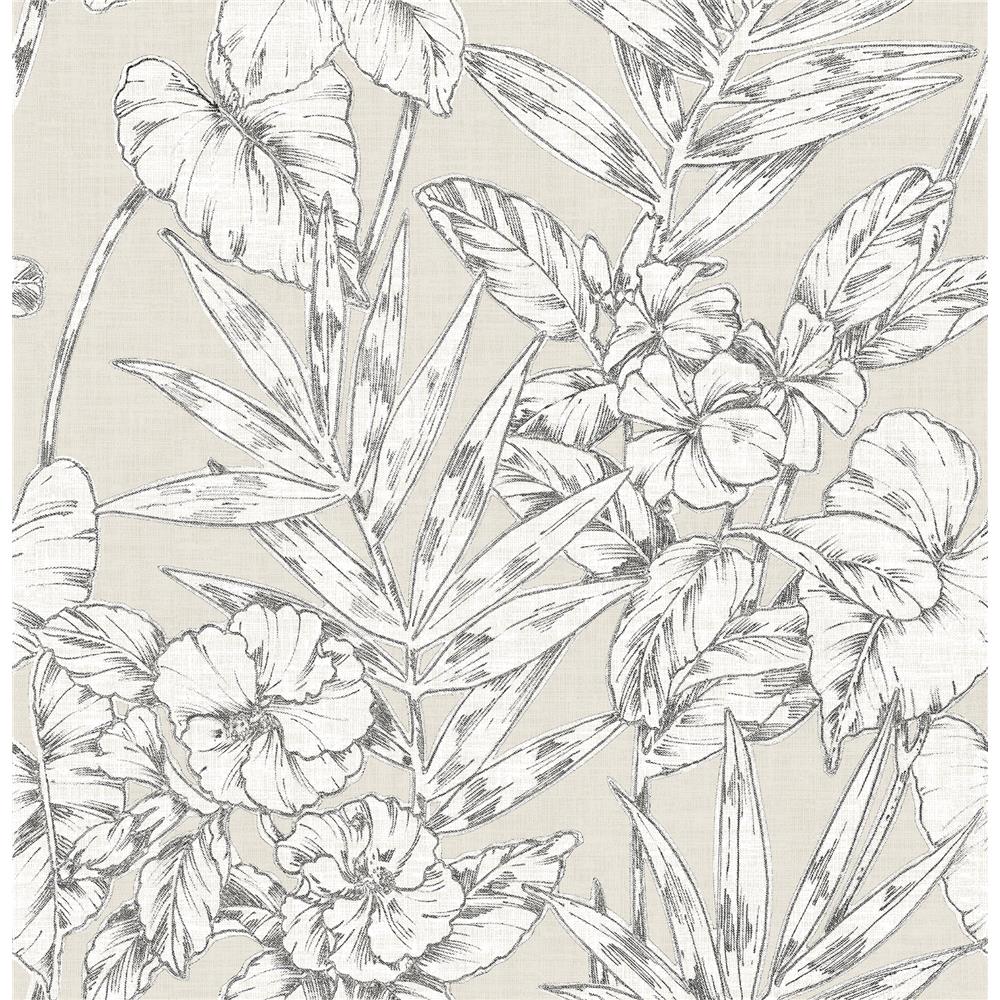 A-Street Prints by Brewster 2744-24104 Fiji Beige Floral Wallpaper