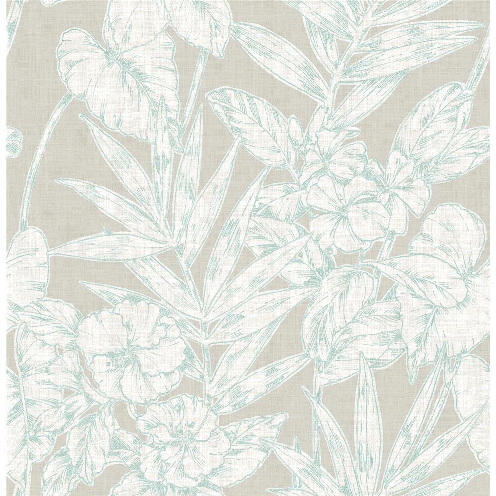 A-Street Prints by Brewster 2744-24106 Fiji Turquoise Floral Wallpaper
