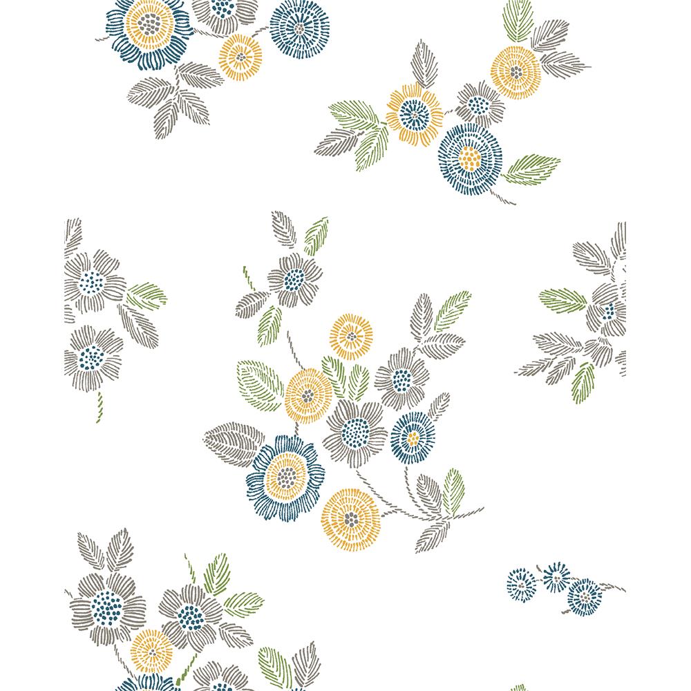 A-Street Prints by Brewster 2744-24126 Malaga Grey Floral Wallpaper