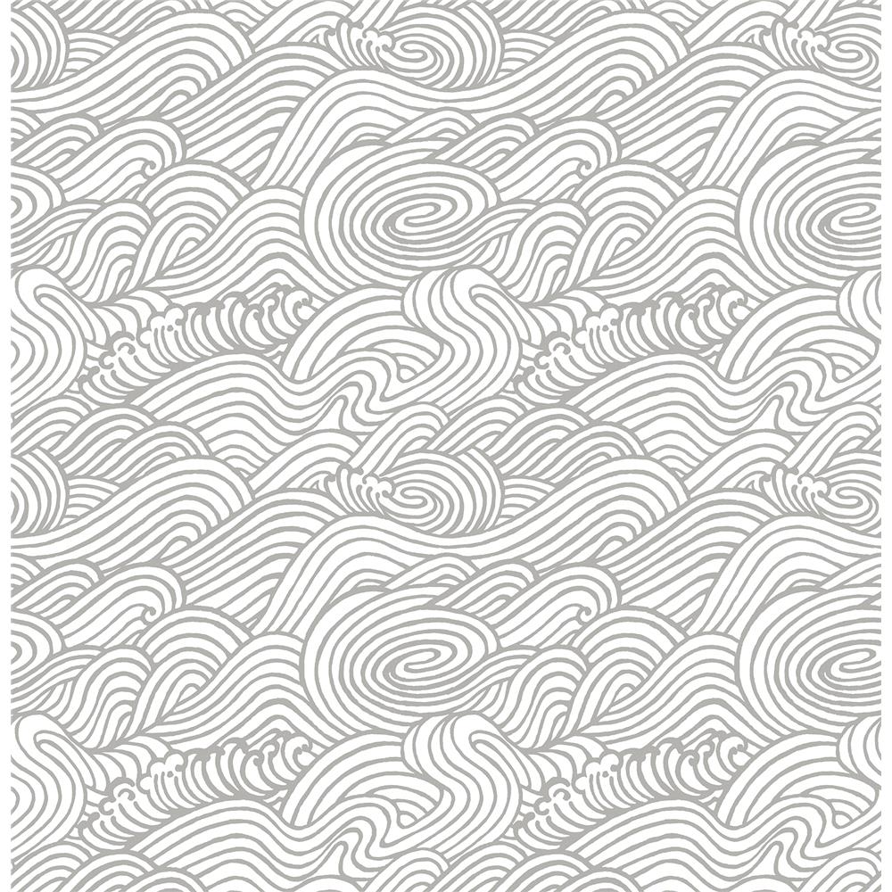 A-Street Prints by Brewster 2744-24131 Mare Grey Wave Wallpaper