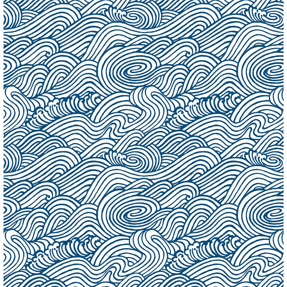 A-Street Prints by Brewster 2744-24132 Mare Navy Wave Wallpaper