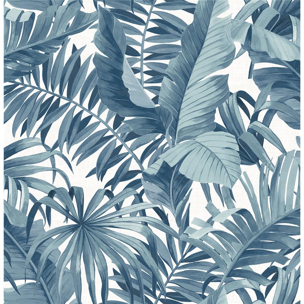 A-Street Prints by Brewster 2744-24133 Alfresco Navy Palm Leaf Wallpaper