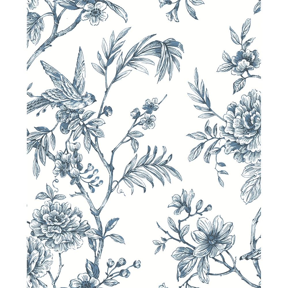 A-Street Prints by Brewster 2763-24235 Jessamine Blue Floral Trail Wallpaper