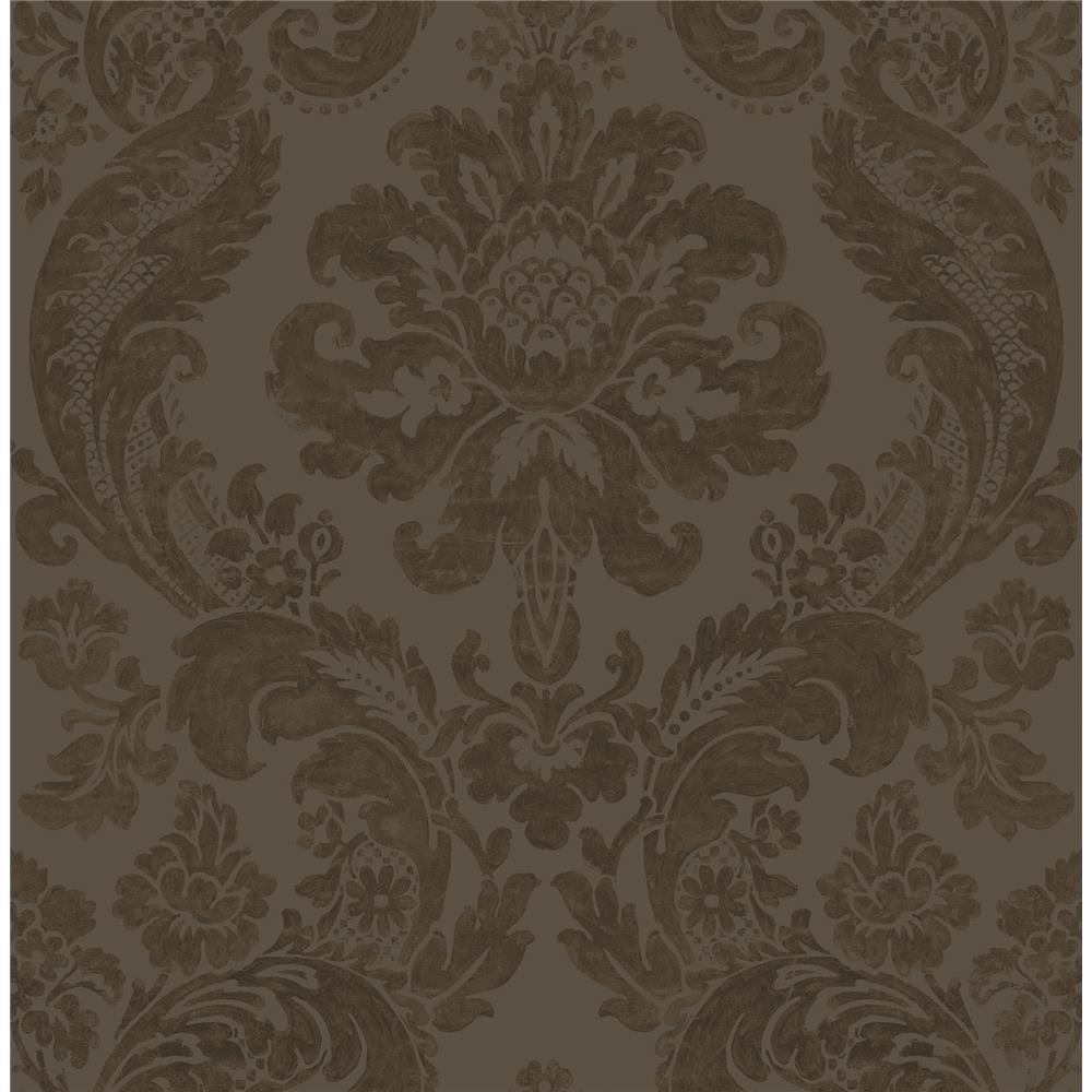 A-Street Prints by Brewster 2763-87311 Shadow Brown Damask Wallpaper