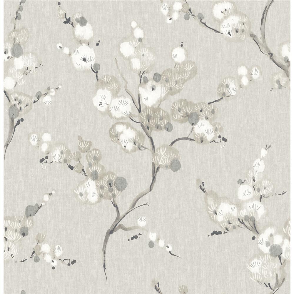 A-Street Prints by Brewster 2764-24306 Mistral Bliss Taupe Blossom Wallpaper