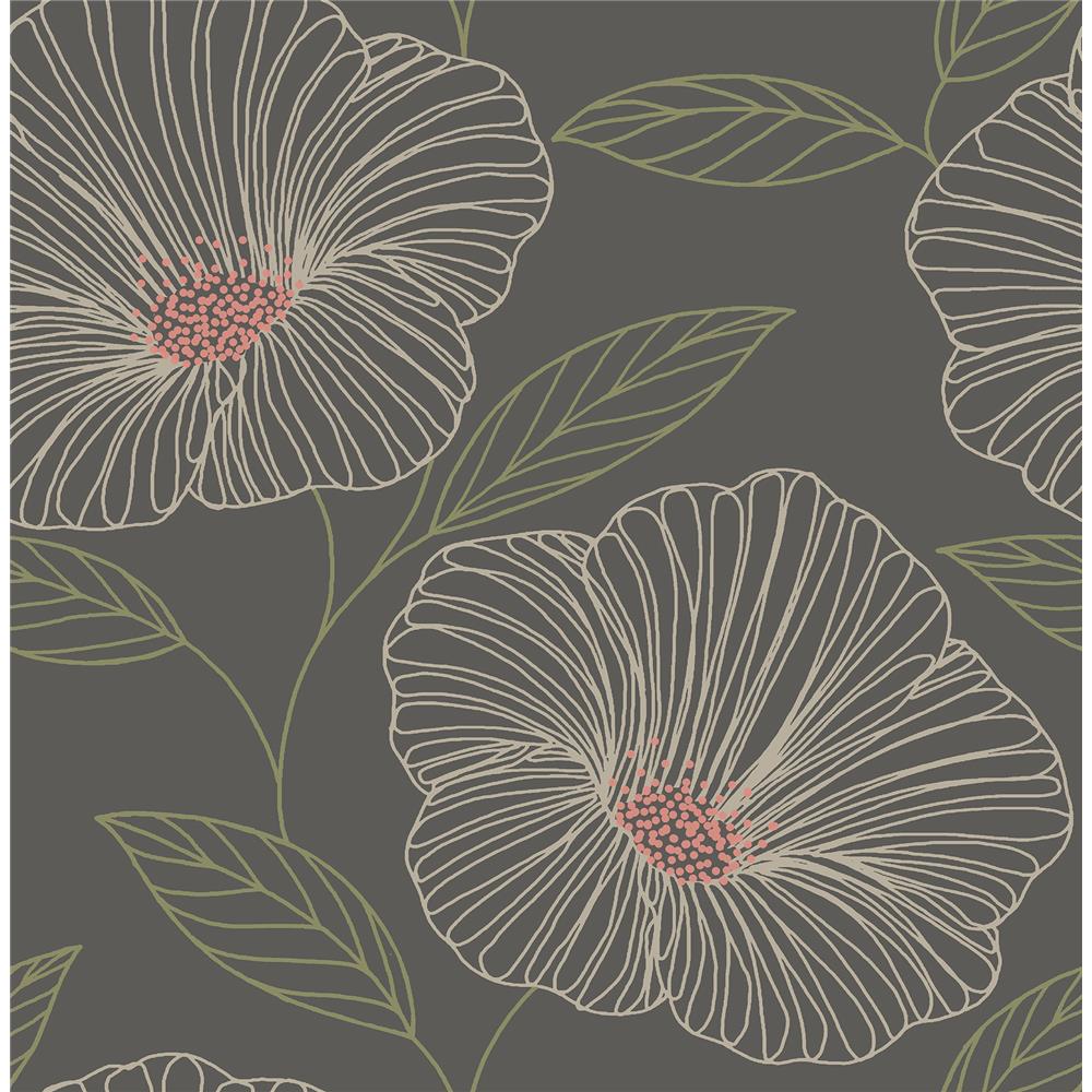 A-Street Prints by Brewster 2764-24319 Mistral Mythic Grey Floral Wallpaper