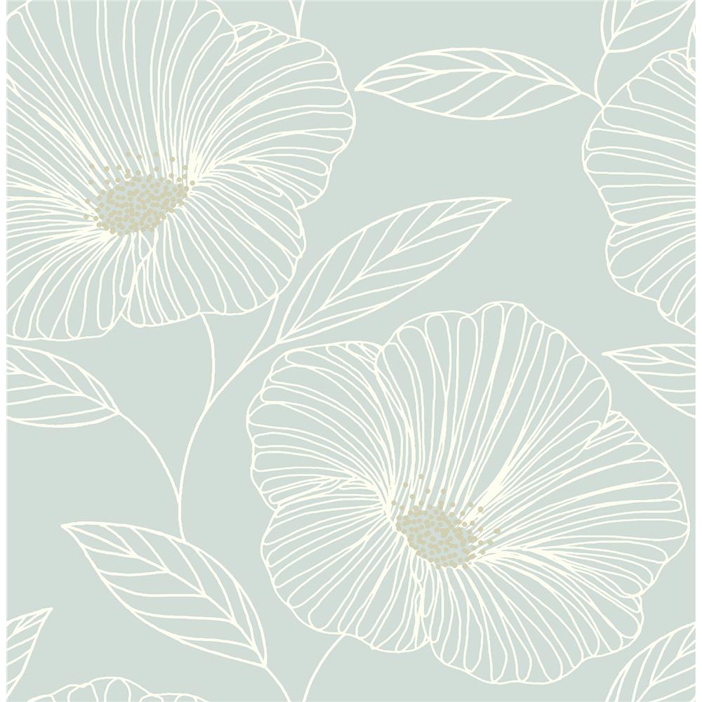 A-Street Prints by Brewster 2764-24321 Mistral Mythic Seafoam Floral Wallpaper
