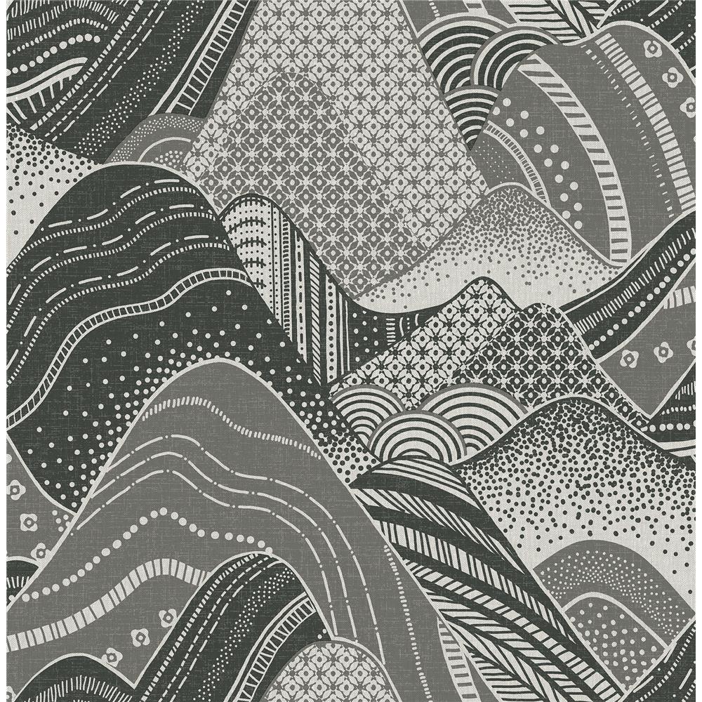 A-Street Prints by Brewster 2764-24331 Mistral Meru Dark Grey Mountain Wallpaper