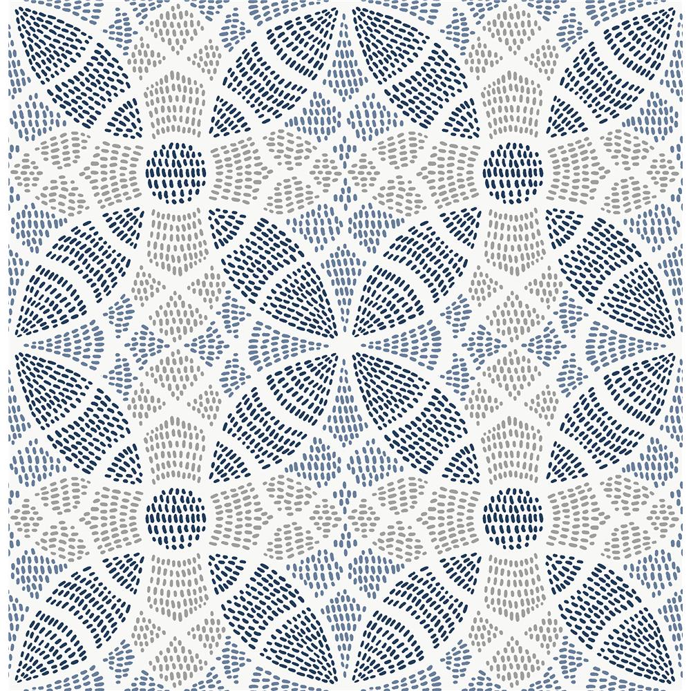A-Street Prints by Brewster 2764-24335 Mistral Zazen Blue Geometric Wallpaper