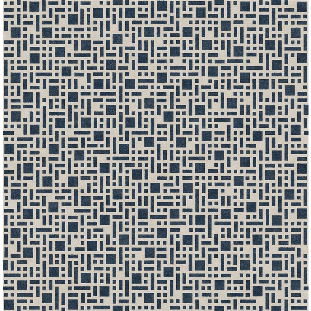 A-Street Prints by Brewster 2764-24339 Mistral Bento Indigo Geometric Wallpaper
