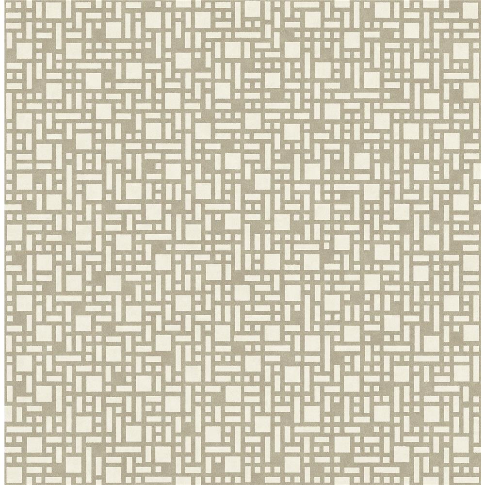 A-Street Prints by Brewster 2764-24342 Mistral Bento Taupe Geometric Wallpaper
