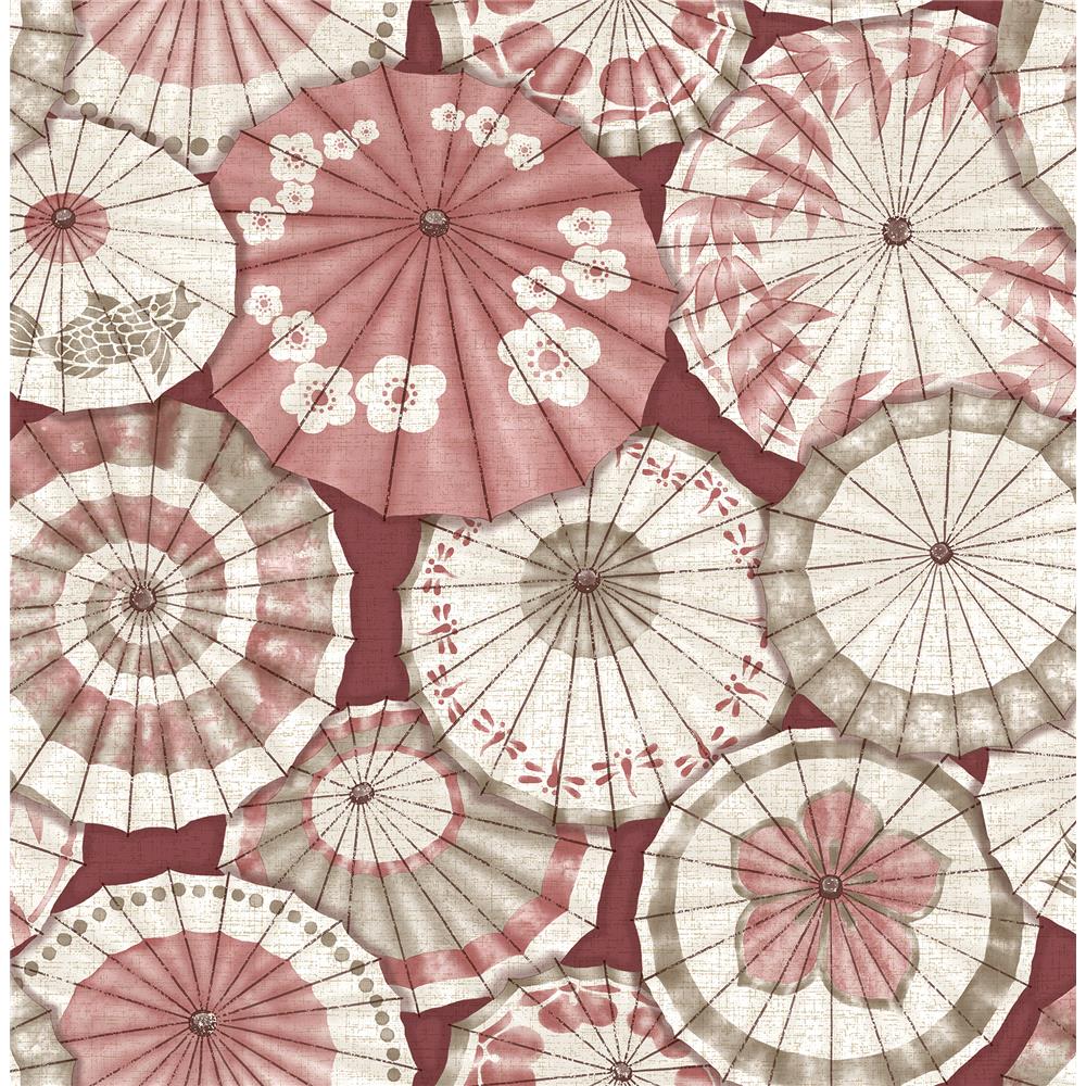 A-Street Prints by Brewster 2764-24359 Mistral Mikado Red Parasol Wallpaper