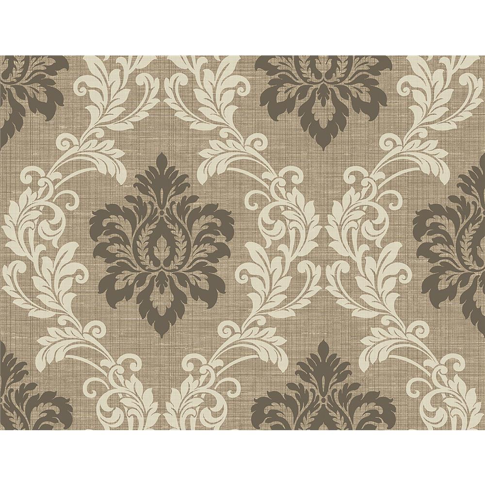 Kenneth James by Brewster 2765-BW40101 GeoTex Adela Light Brown Twill Damask Wallpaper