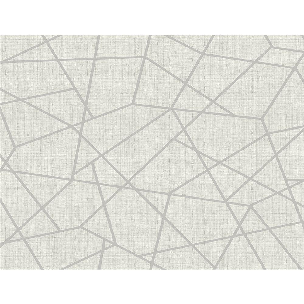 Kenneth James by Brewster 2765-BW40308 GeoTex Heath Silver Geometric Linen Wallpaper