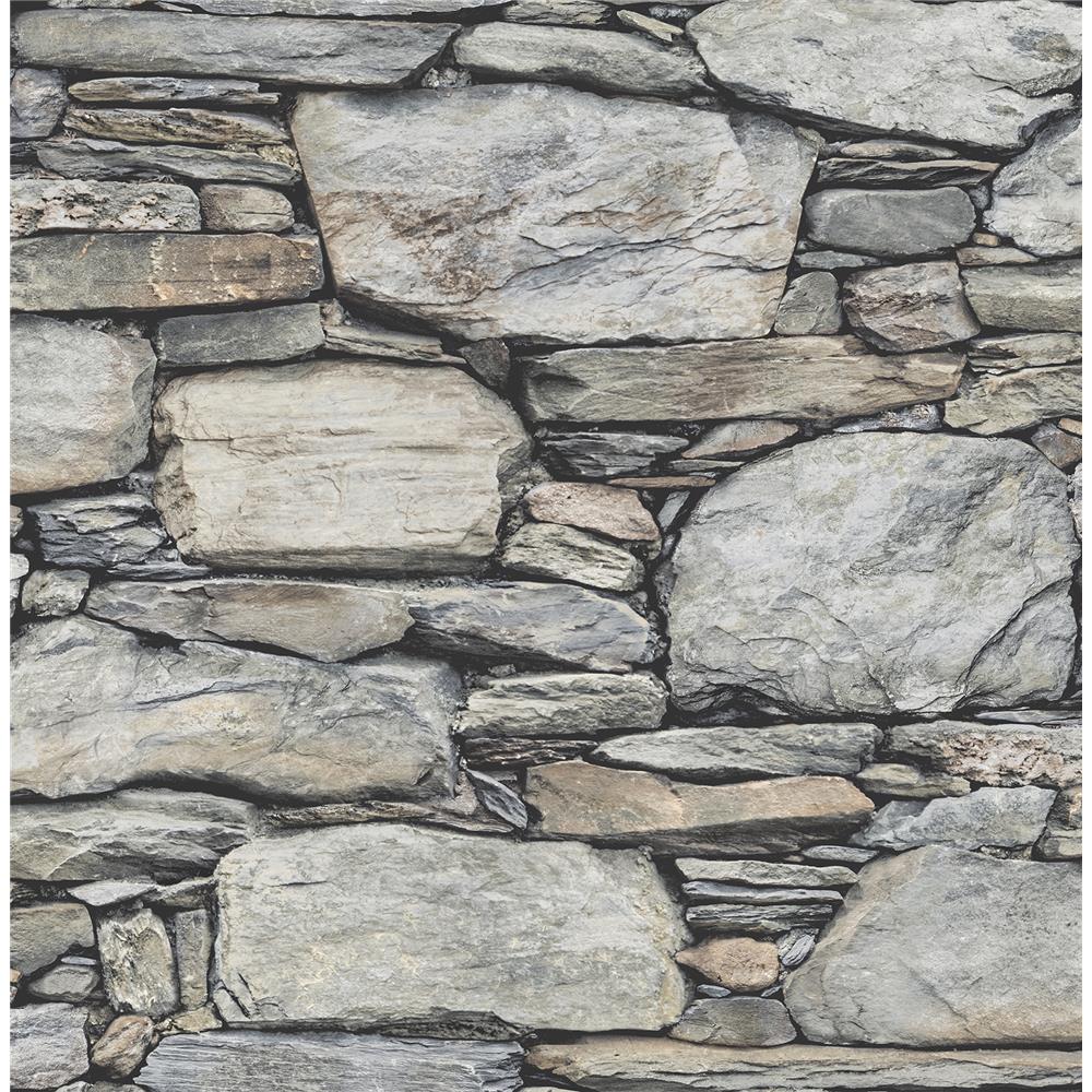Brewster 2767-22304 Techniques & Finishes III Cobble Light Grey Stone Wall Wallpaper