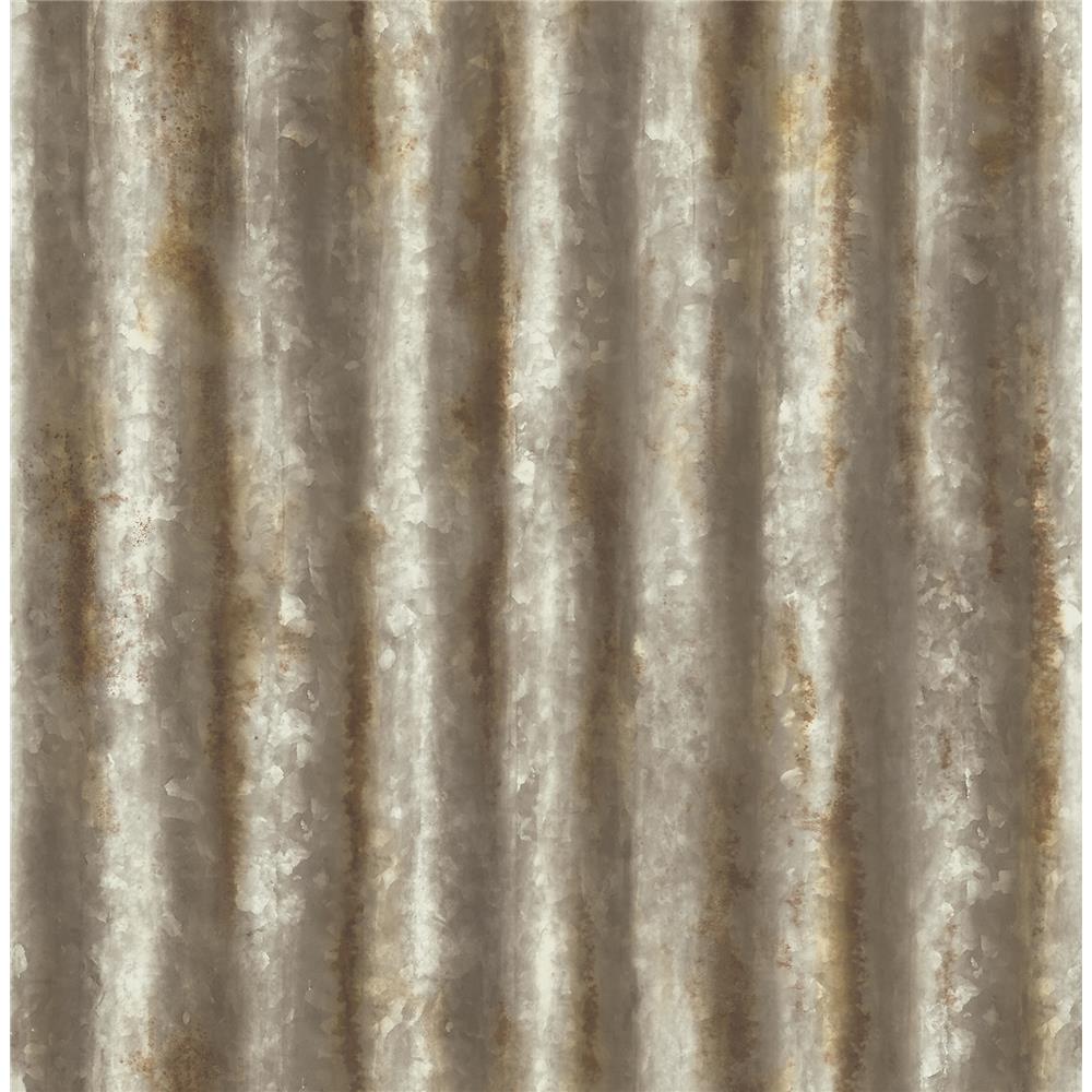 Brewster 2767-22334 Techniques & Finishes III Alloy Brass Corrugated Metal Wallpaper
