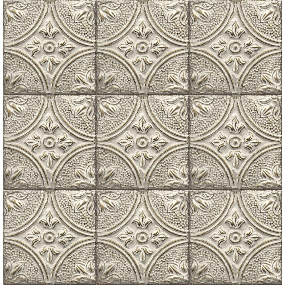 Brewster 2767-23764 Techniques & Finishes III Brasserie White Tin Ceiling Tile Wallpaper