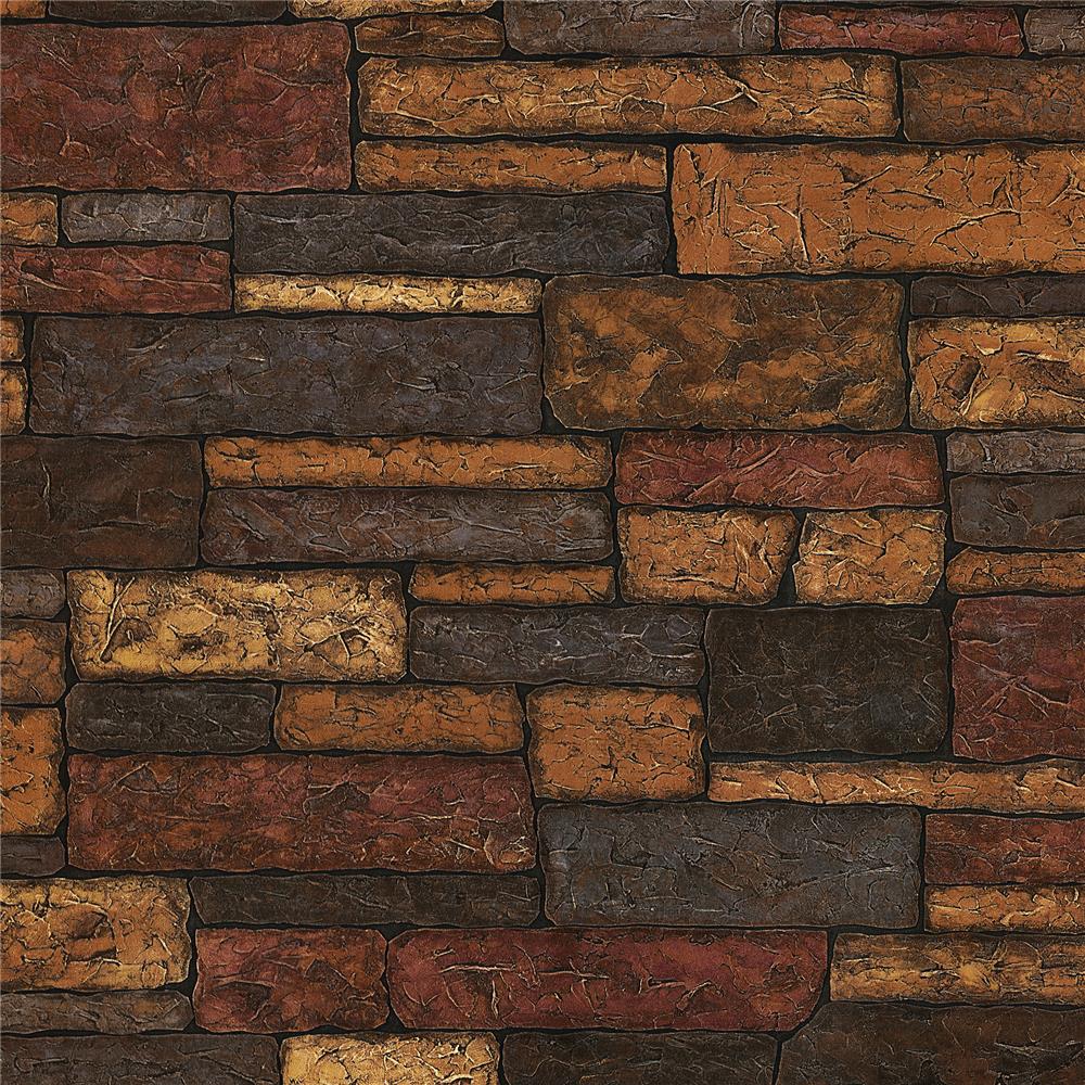 Brewster 2767-41394 Techniques & Finishes III Madeline Brown Stone Texture Wallpaper