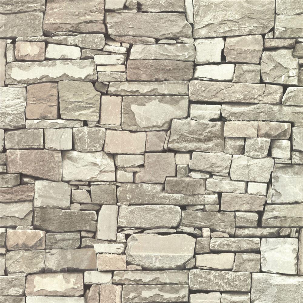 Advantage by Brewster 2773-859119 Neutral Black White Tallulah Taupe Stone Wallpaper