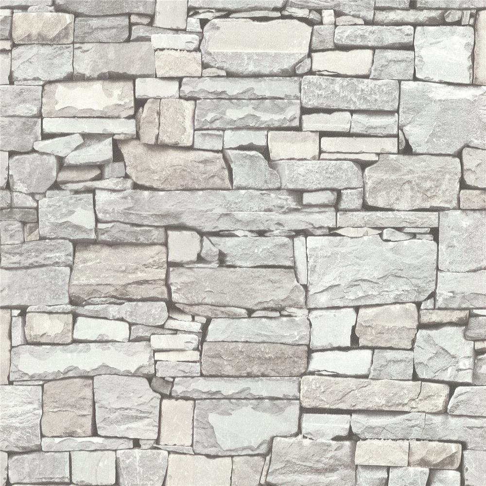 Advantage by Brewster 2773-859126 Neutral Black White Tallulah Grey Stone Wallpaper