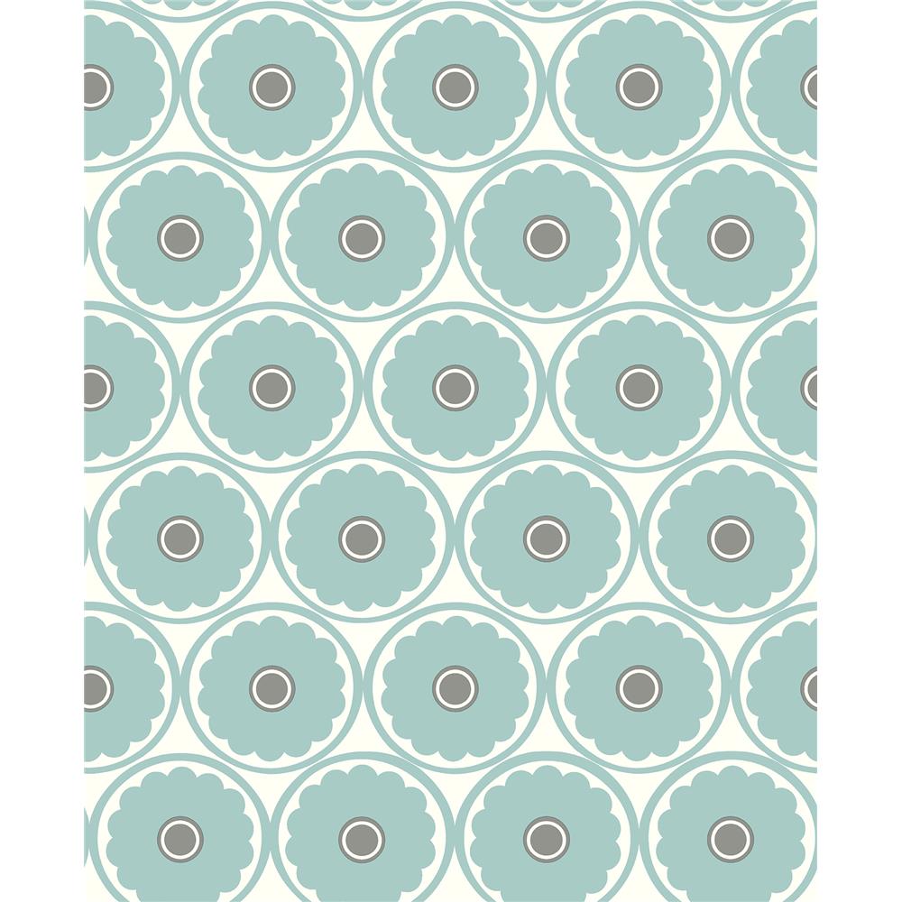 A-Street Prints by Brewster 2782-24510 Habitat Buttercup Turquoise Flower Wallpaper