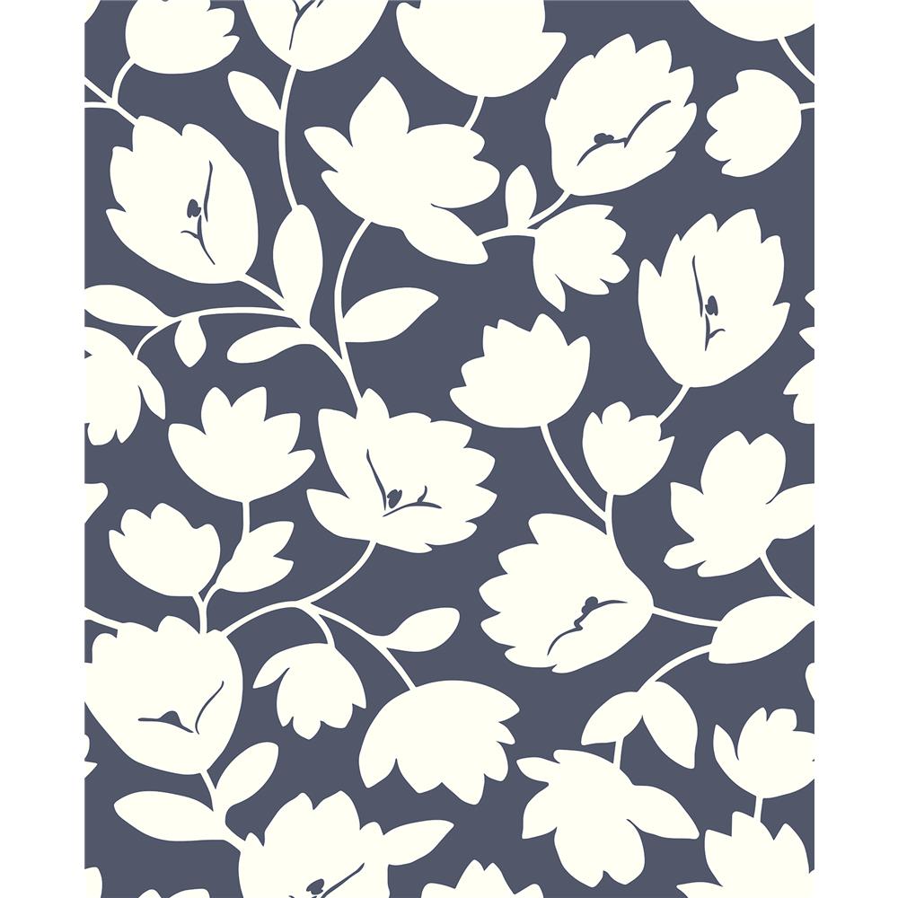 A-Street Prints by Brewster 2782-24552 Habitat Matilda Navy Floral Wallpaper