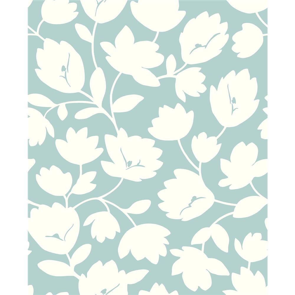 A-Street Prints by Brewster 2782-24555 Habitat Matilda Turquoise Floral Wallpaper
