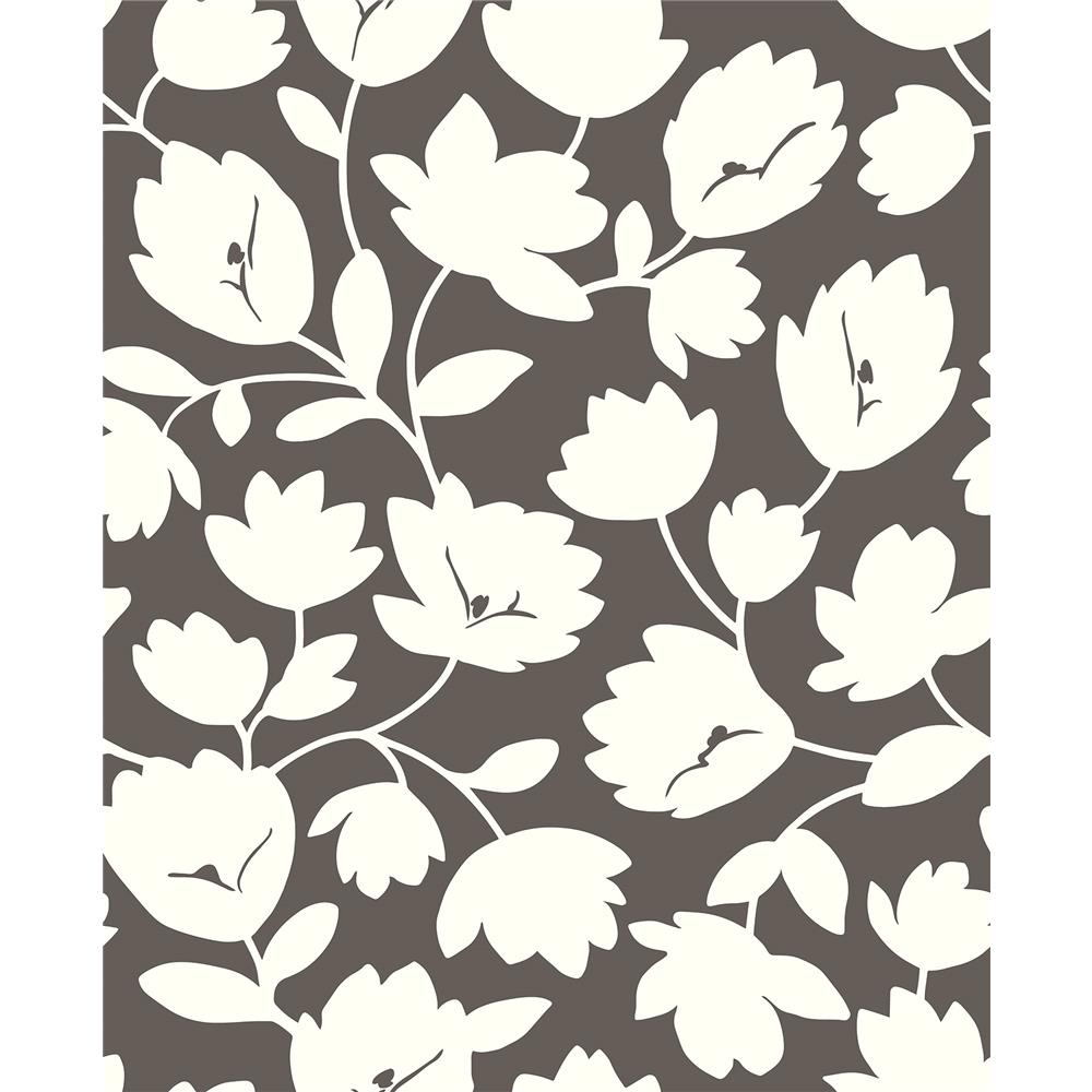 A-Street Prints by Brewster 2782-24556 Habitat Matilda Chocolate Floral Wallpaper