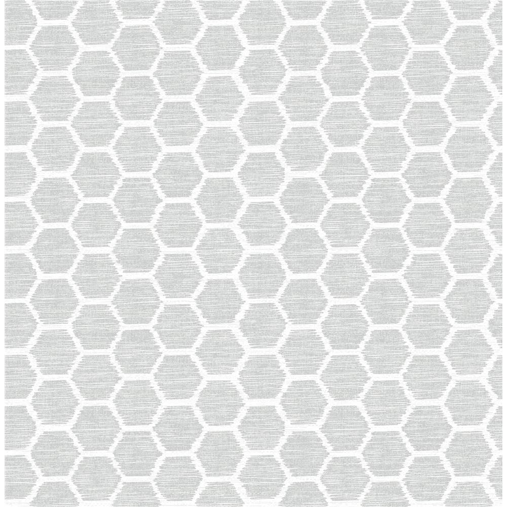 A-Street Prints by Brewster 2793-24712 Celadon Aura Grey Honeycomb Wallpaper