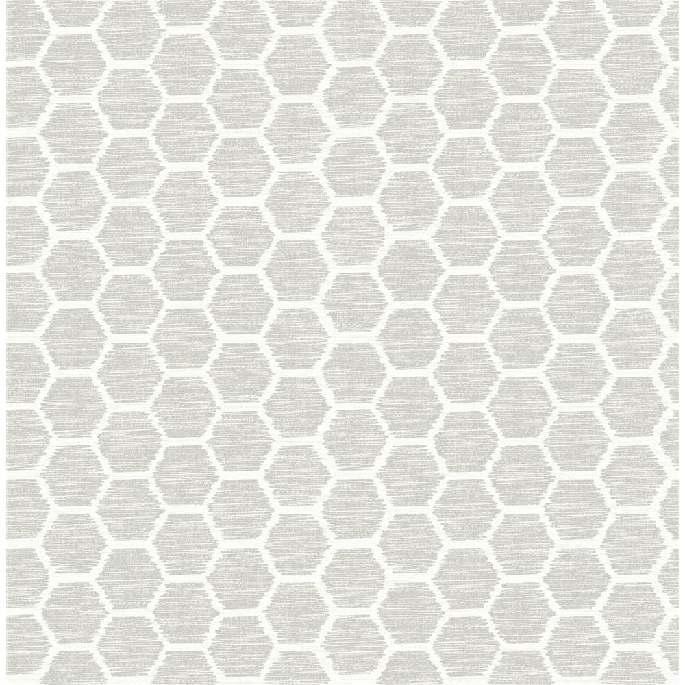 A-Street Prints by Brewster 2793-24713 Celadon Aura Platinum Honeycomb Wallpaper