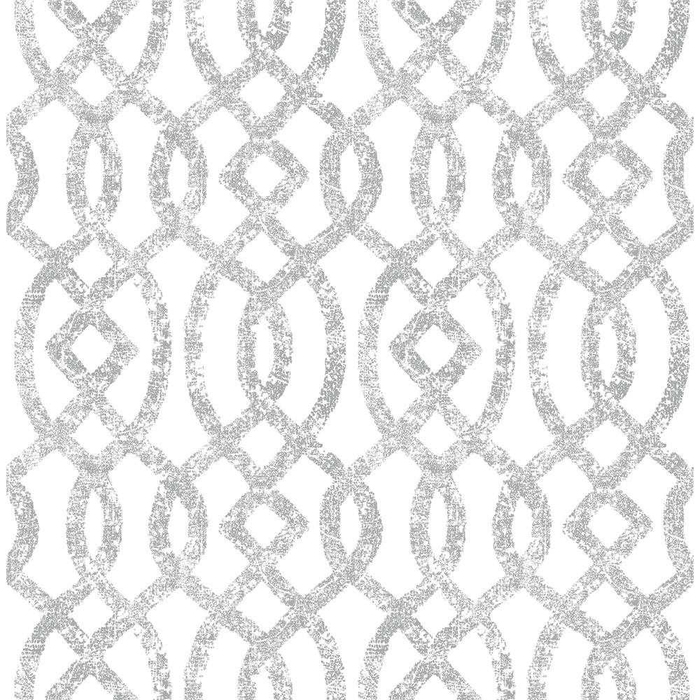A-Street Prints by Brewster 2793-24722 Celadon Ethereal Silver Trellis Wallpaper