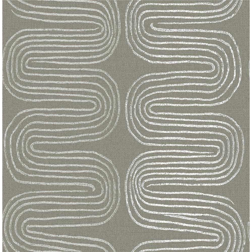 A-Street Prints by Brewster 2793-24740 Celadon Zephyr Brown Abstract Stripe Wallpaper