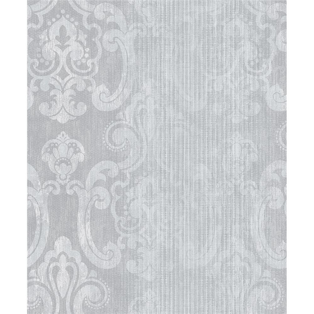 Advantage by Brewster 2810-SH01043 Tradition Ariana Silver Striped Damask Wallpaper