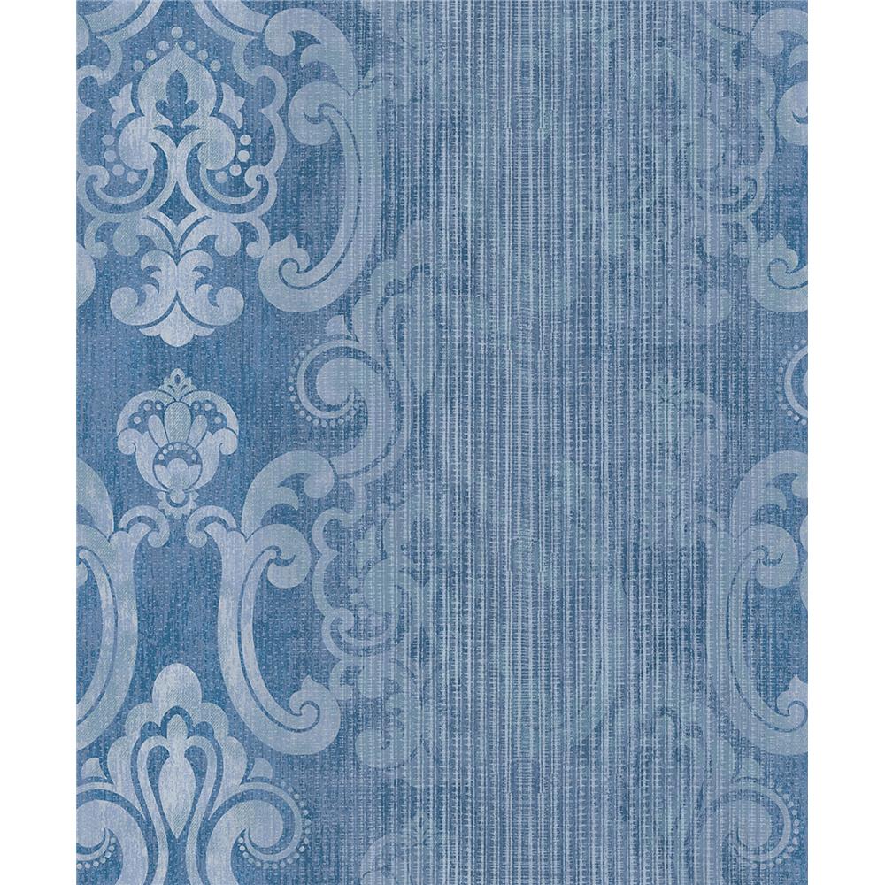 Advantage by Brewster 2810-SH01044 Tradition Ariana Dark Blue Striped Damask Wallpaper