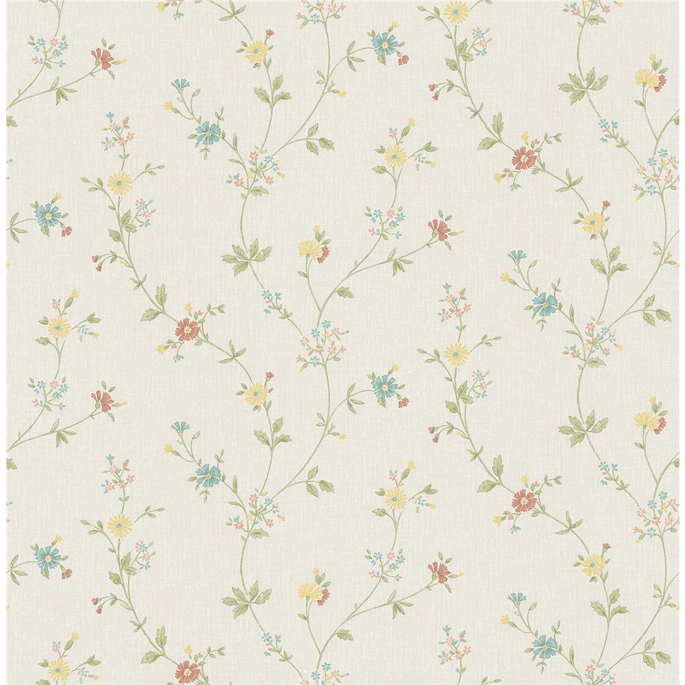 Advantage by Brewster 2813-24985 Kitchen Sameulsson Cream Small Floral Trail Wallpaper