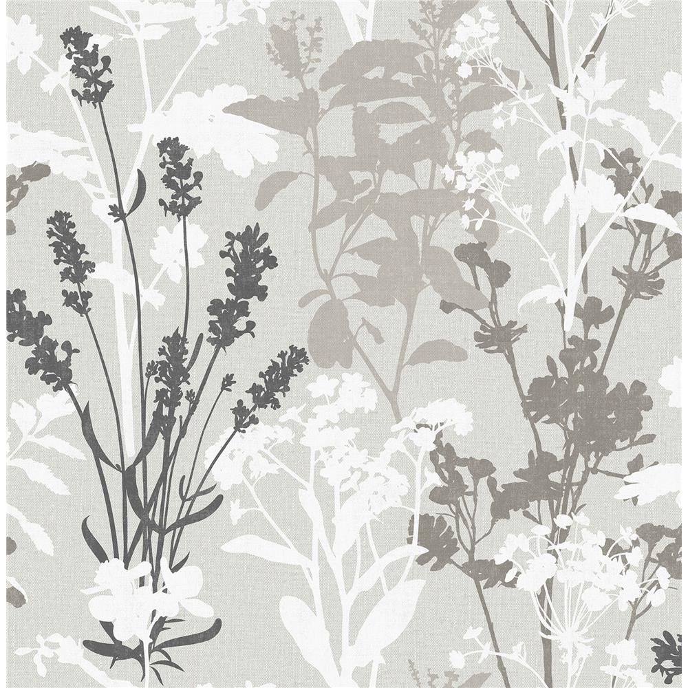Advantage by Brewster 2814-24571 Pippin Grey Wild Flowers Wallpaper