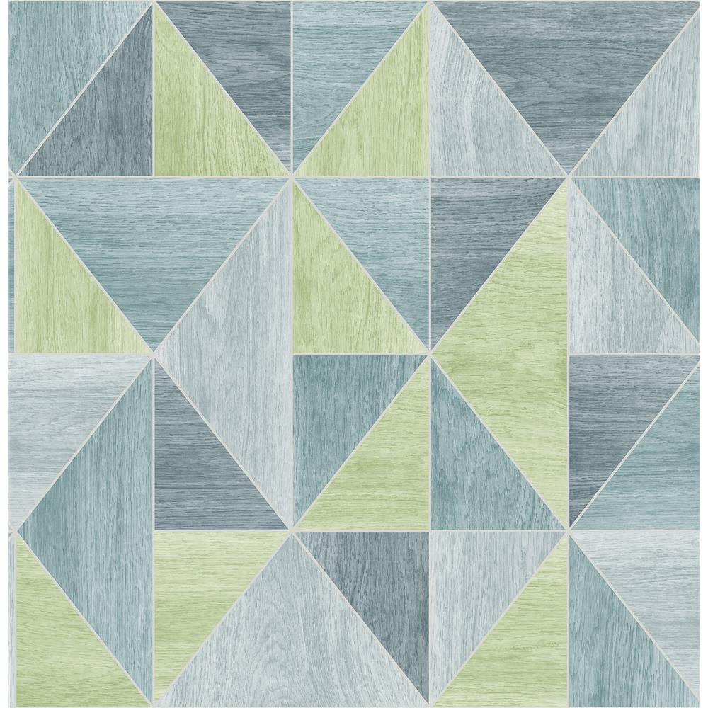 Advantage by Brewster 2814-24961 Simpson Blue Geometric Wood Wallpaper