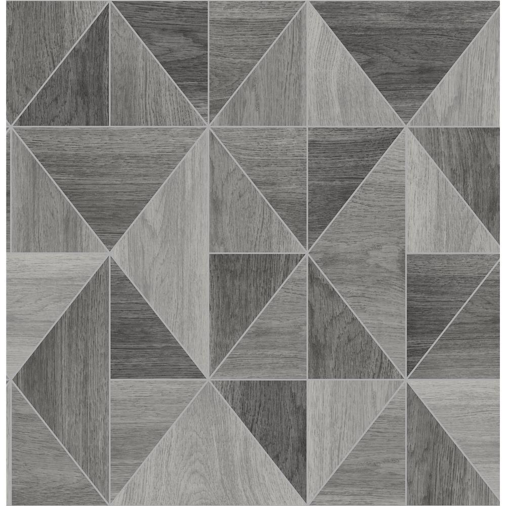 Advantage by Brewster 2814-24963 Simpson Grey Geometric Wood Wallpaper