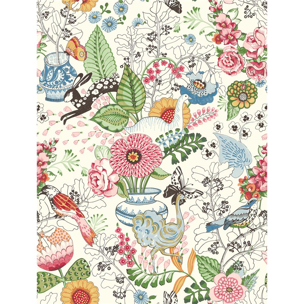 A-Street Prints by Brewster 2821-12801 Folklore Whimsy Multicolor Fauna Wallpaper
