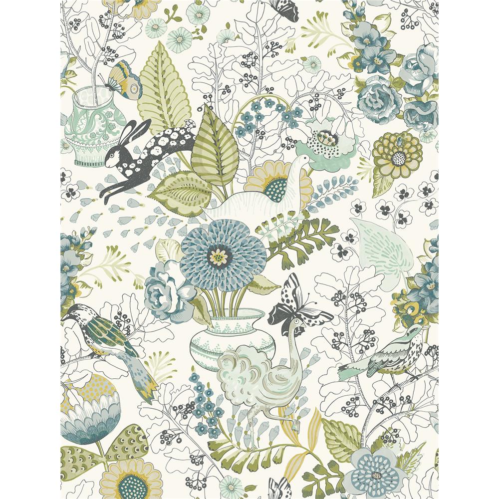 A-Street Prints by Brewster 2821-12803 Folklore Whimsy Green Fauna Wallpaper