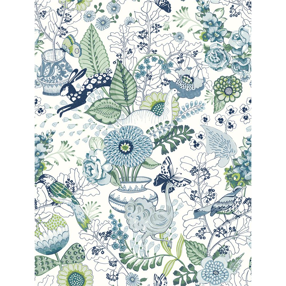 A-Street Prints by Brewster 2821-12804 Folklore Whimsy Blue Fauna Wallpaper