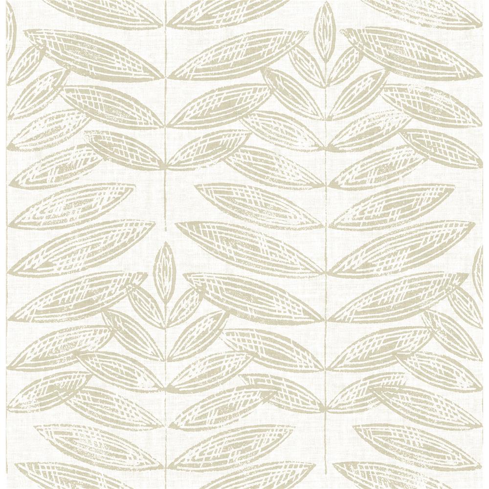 A-Street Prints by Brewster 2821-25100 Folklore Akira Beige Leaf Wallpaper